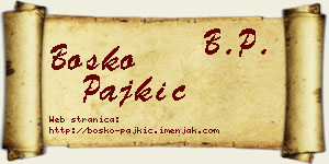 Boško Pajkić vizit kartica